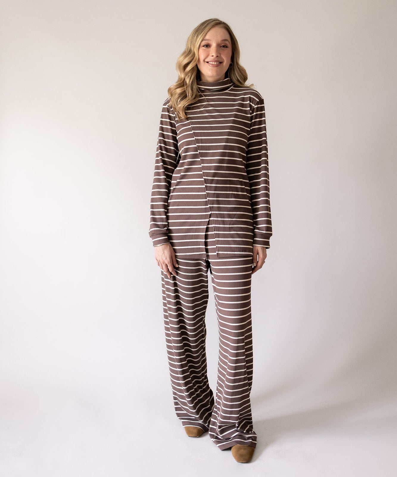 SIMPLE LONG SLEEVE SET BROWN