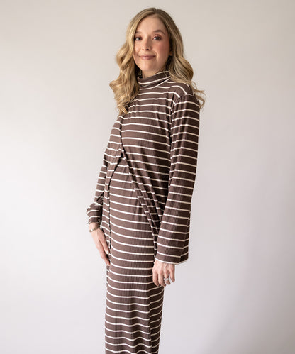 SIMPLE LONG SLEEVE SET BROWN