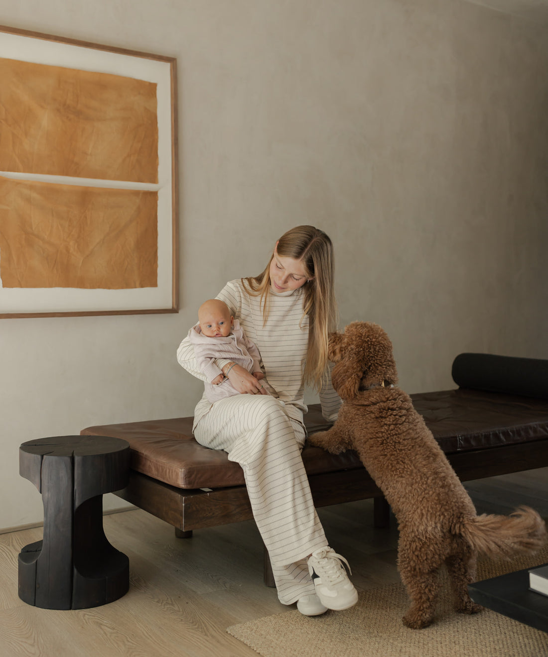 SIMPLE LONG SLEEVE SET STRIPES CREAM