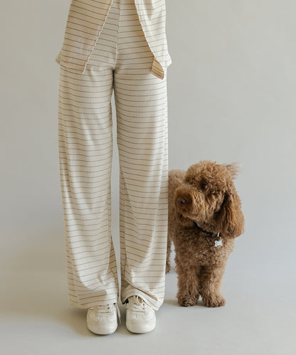 SIMPLE LONG SLEEVE SET STRIPES CREAM