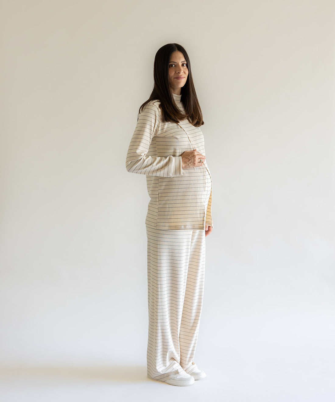 SIMPLE LONG SLEEVE SET STRIPES CREAM