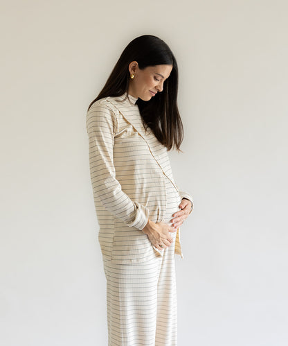 SIMPLE LONG SLEEVE SET STRIPES CREAM