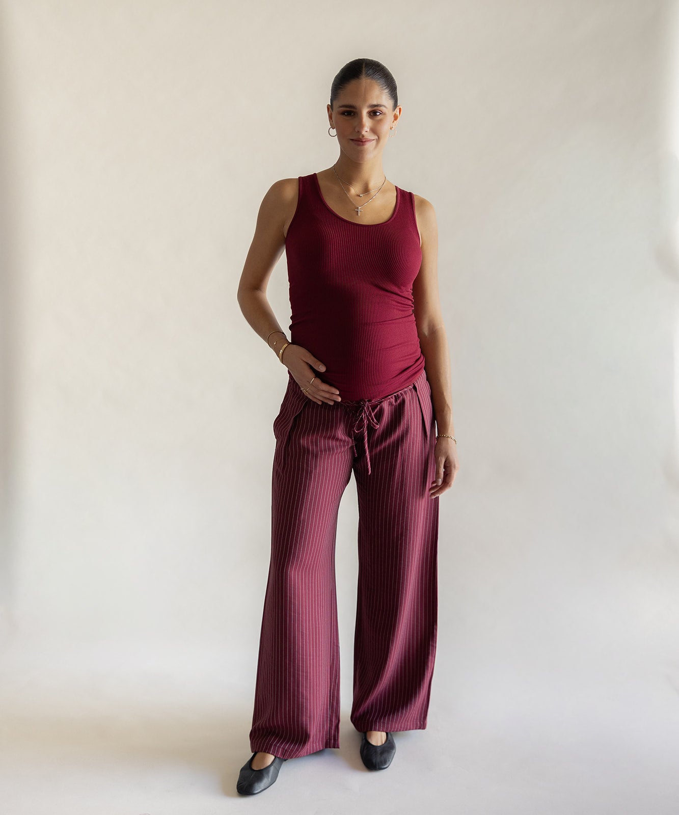 LOW RISE PANTS BURGUNDY